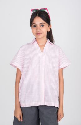 شومیز ساده بافت راه راه آستین کوتاه