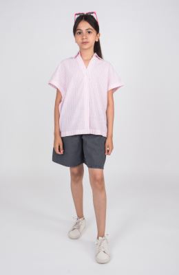 شومیز ساده بافت راه راه آستین کوتاه