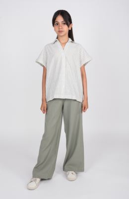 شومیز ساده بافت راه راه آستین کوتاه