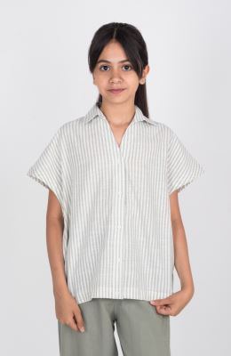 شومیز ساده بافت راه راه آستین کوتاه