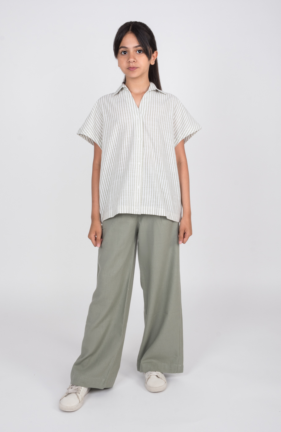 شومیز ساده بافت راه راه آستین کوتاه