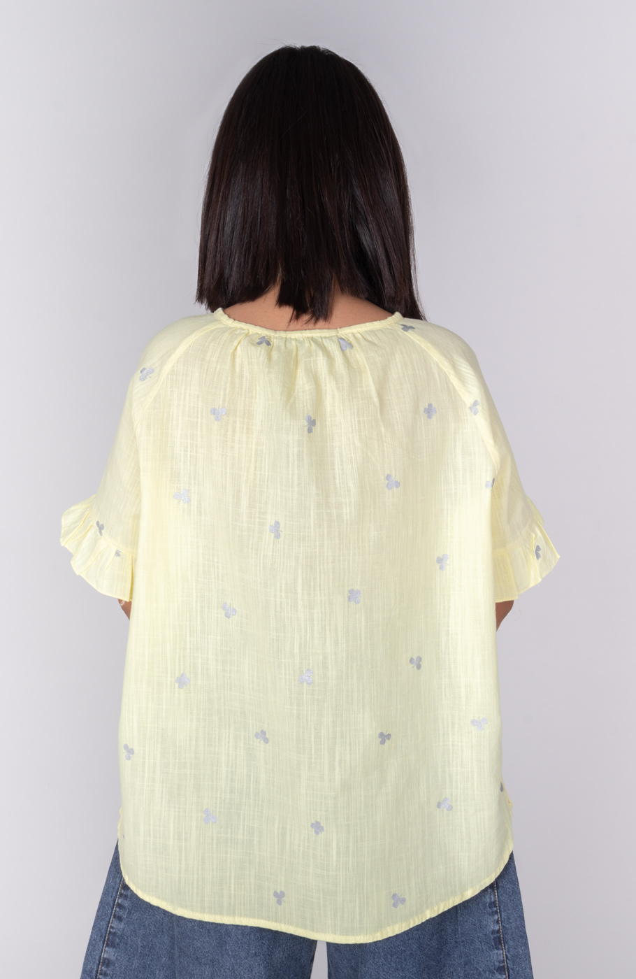 بلوز لینن اسلپ آستین کوتاه