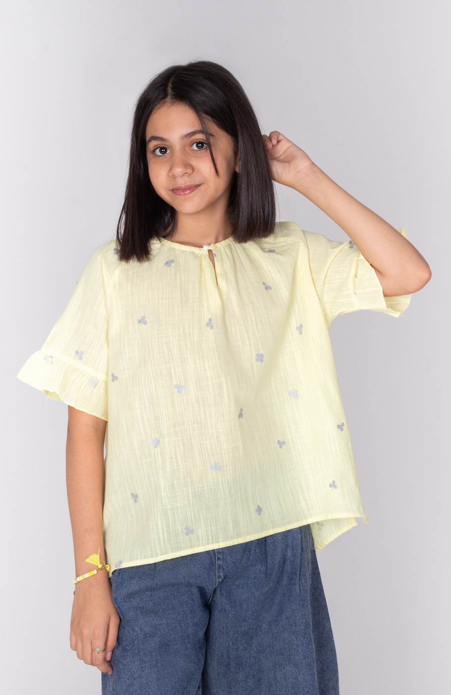 بلوز لینن اسلپ آستین کوتاه