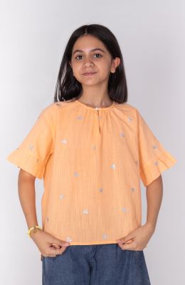 بلوز لینن اسلپ آستین کوتاه