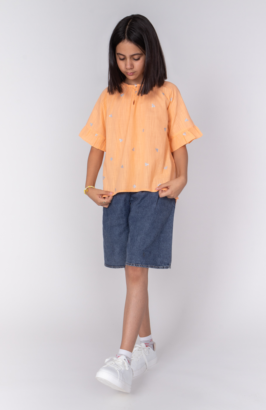 بلوز لینن اسلپ آستین کوتاه