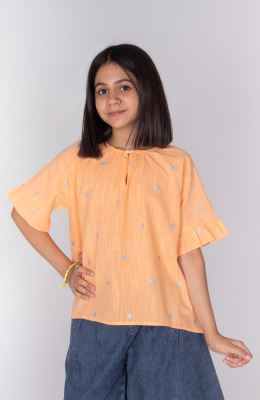 بلوز لینن اسلپ آستین کوتاه