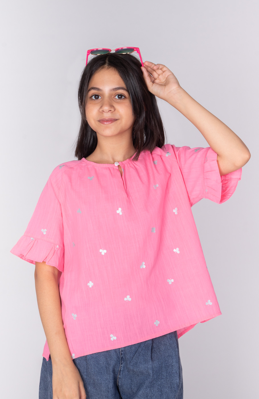 بلوز لینن اسلپ آستین کوتاه