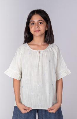 بلوز لینن اسلپ آستین کوتاه