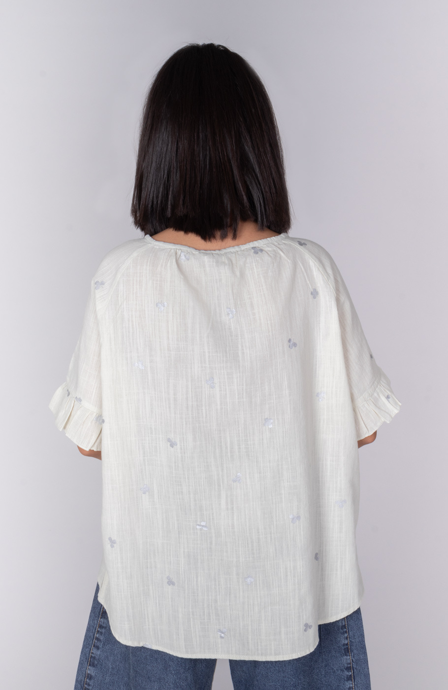 بلوز لینن اسلپ آستین کوتاه