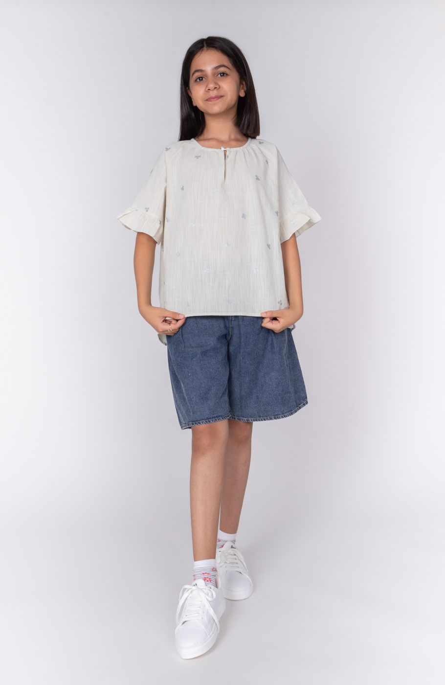 بلوز لینن اسلپ آستین کوتاه