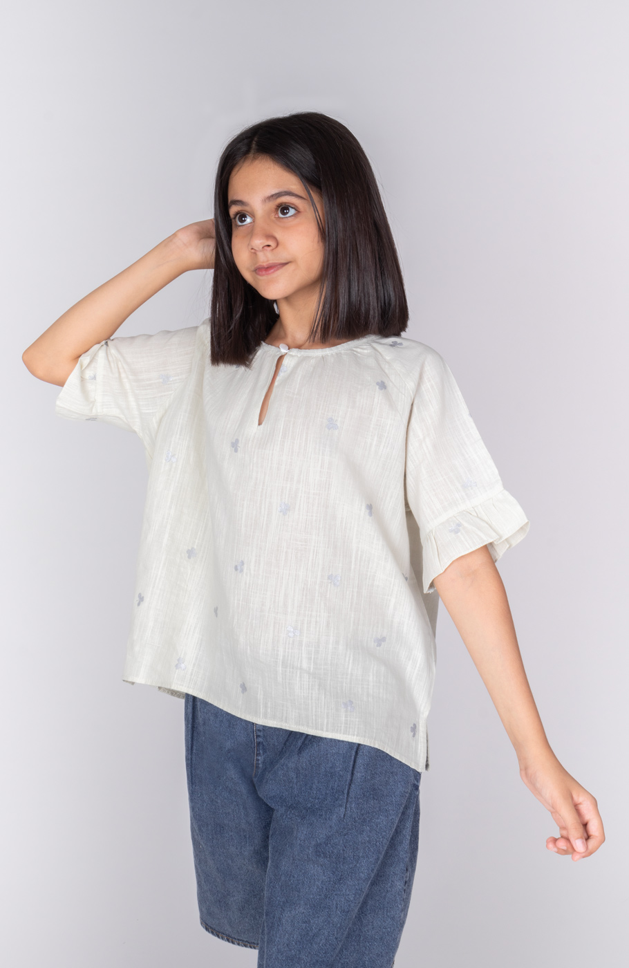 بلوز لینن اسلپ آستین کوتاه