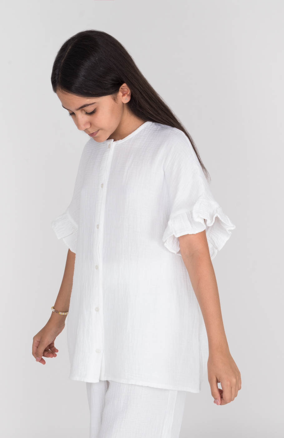 شومیز وال دولایه آستین کوتاه (ست با کد 10674)