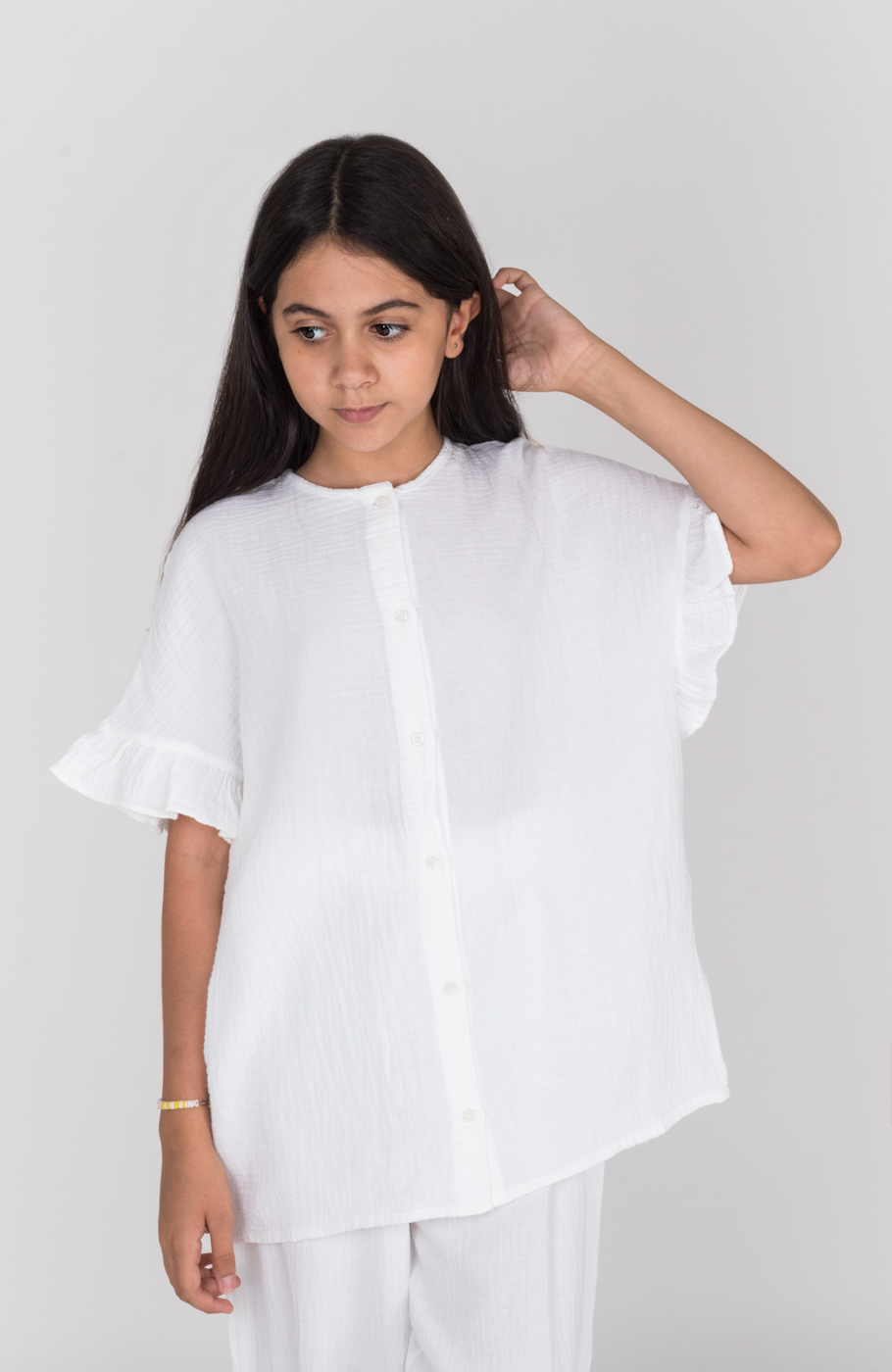 شومیز وال دولایه آستین کوتاه (ست با کد 10676)