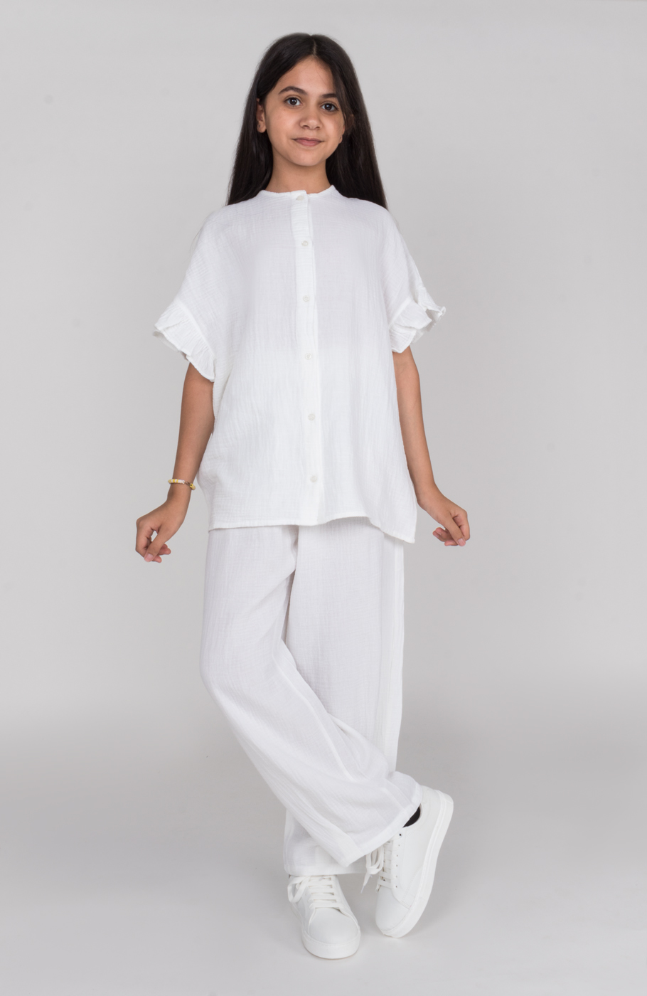 شومیز وال دولایه آستین کوتاه (ست با کد 10676)