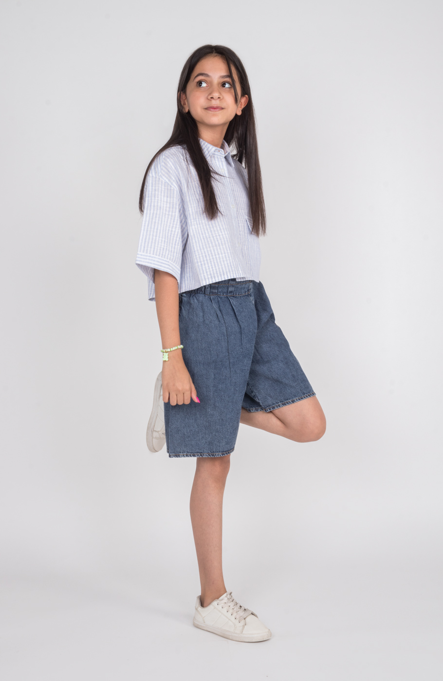 شومیز ساده بافت راه راه آستین افتاده