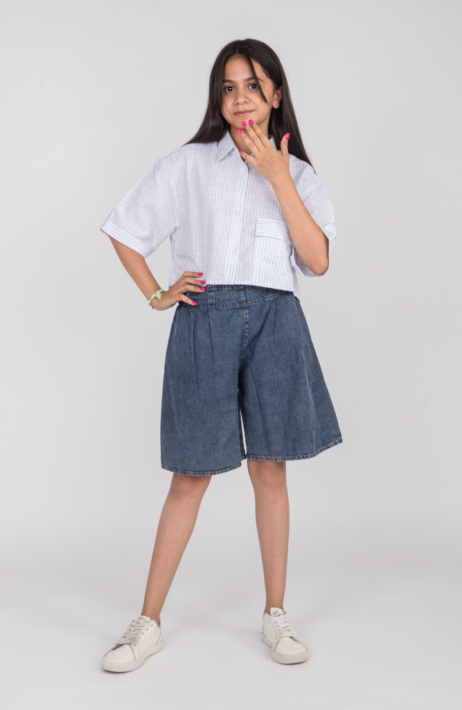 شومیز ساده بافت راه راه آستین افتاده