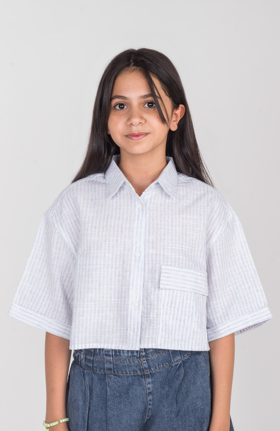 شومیز ساده بافت راه راه آستین افتاده