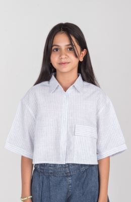 شومیز ساده بافت راه راه آستین افتاده