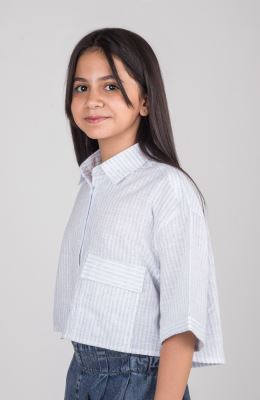 شومیز ساده بافت راه راه آستین افتاده