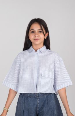 شومیز ساده بافت راه راه آستین افتاده