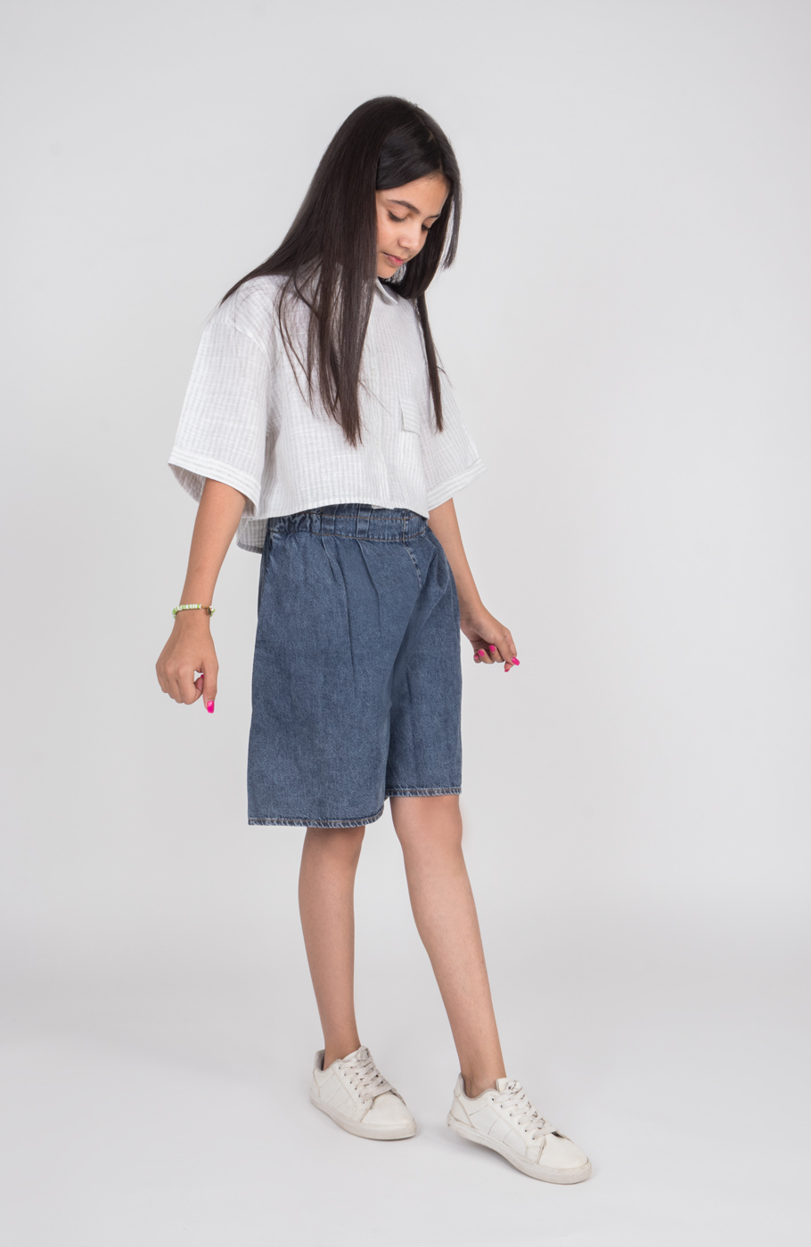 شومیز ساده بافت راه راه آستین افتاده