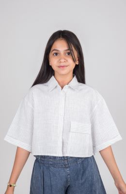 شومیز ساده بافت راه راه آستین افتاده