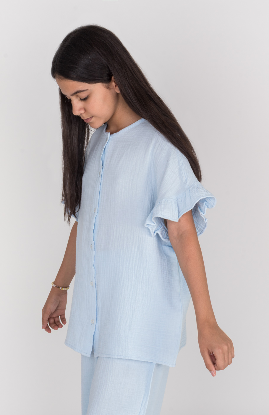 شومیز وال دولایه آستین کوتاه (ست با کد 10676)