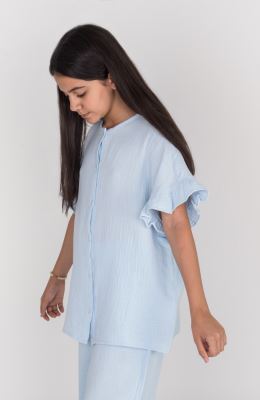 شومیز وال دولایه آستین کوتاه (ست با کد 10676)