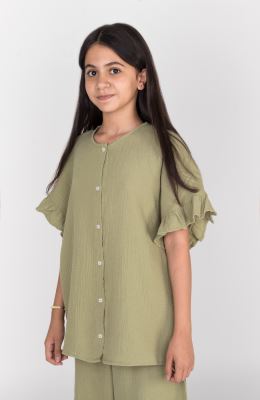 شومیز وال دولایه آستین کوتاه (ست با کد 10674)