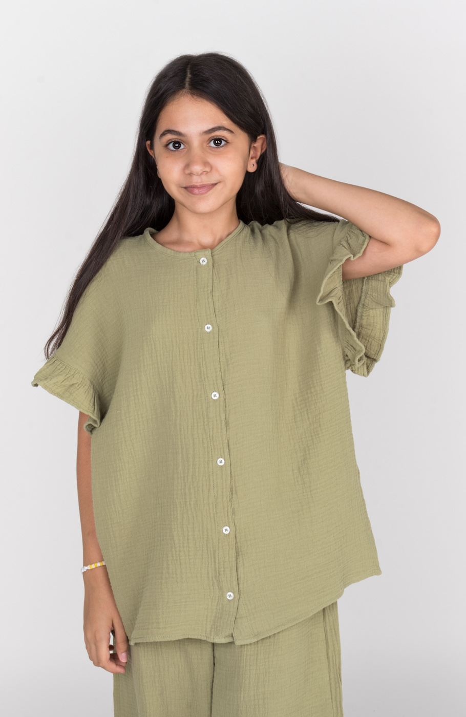 شومیز وال دولایه آستین کوتاه (ست با کد 10676)