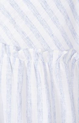 پیراهن ساده بافت راه راه یقه رومی