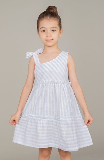 پیراهن ساده بافت راه راه یقه رومی