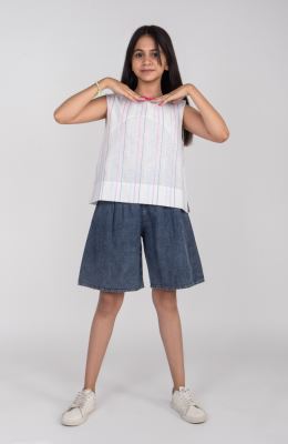 تاپ لینن راه راه هندی پهلو چاک دار