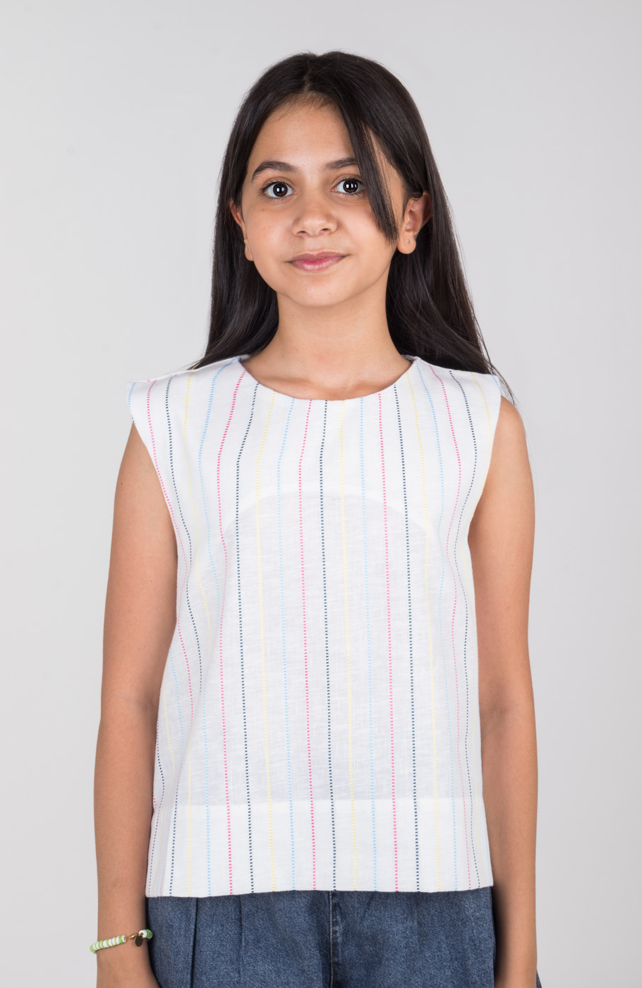 تاپ لینن راه راه هندی پهلو چاک دار