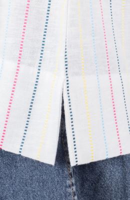 تاپ لینن راه راه هندی پهلو چاک دار