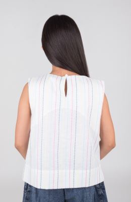 تاپ لینن راه راه هندی پهلو چاک دار