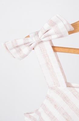 پیراهن ساده بافت راه راه یقه رومی