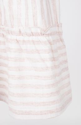 پیراهن ساده بافت راه راه یقه رومی