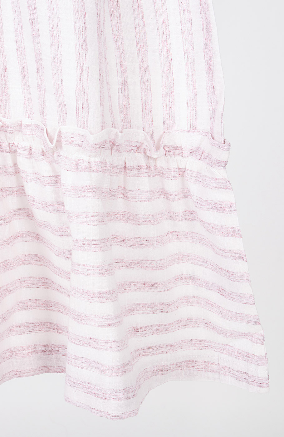 پیراهن ساده بافت راه راه یقه رومی