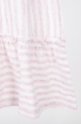 پیراهن ساده بافت راه راه یقه رومی