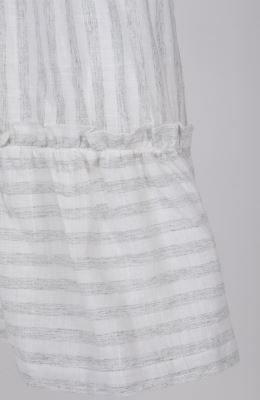 پیراهن ساده بافت راه راه یقه رومی