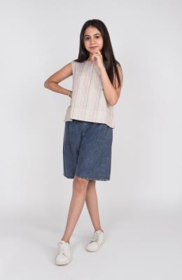 تاپ لینن راه راه هندی پهلو چاک دار