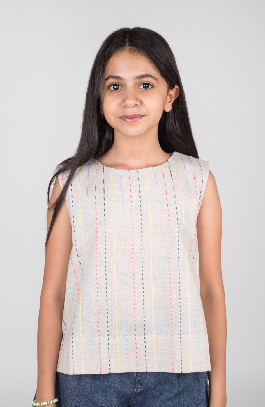 تاپ لینن راه راه هندی پهلو چاک دار