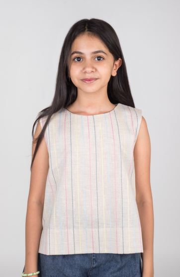 تاپ لینن راه راه هندی پهلو چاک دار