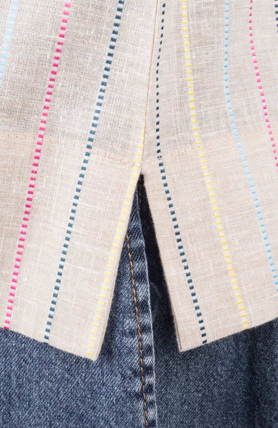 تاپ لینن راه راه هندی پهلو چاک دار