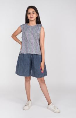 تاپ لینن راه راه هندی پهلو چاک دار