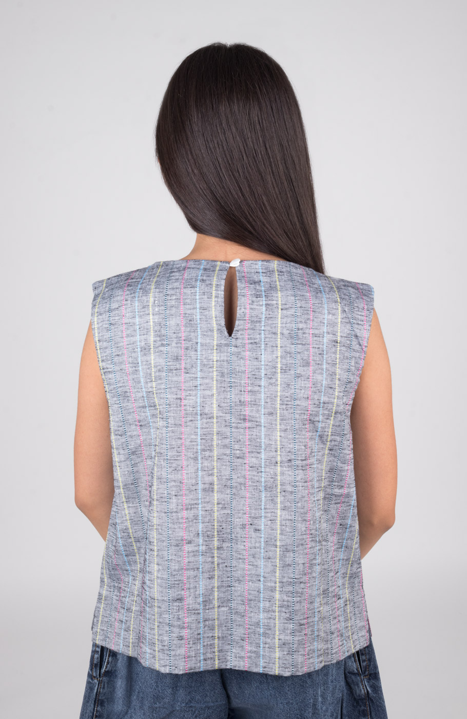 تاپ لینن راه راه هندی پهلو چاک دار