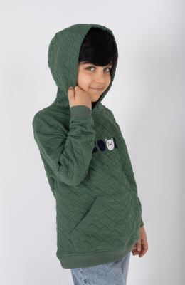 هودی ژاکارد فیتیله‌ای لوزی آستین افتاده