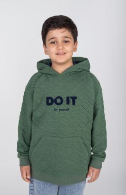 هودی ژاکارد فیتیله‌ای لوزی آستین افتاده