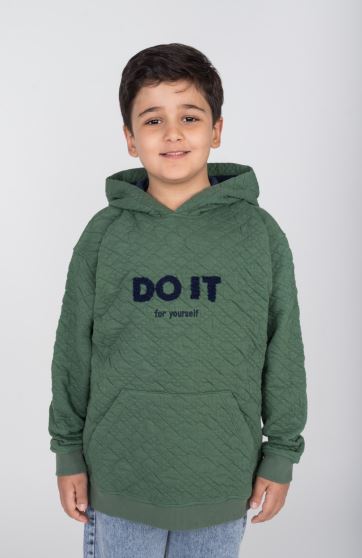 هودی ژاکارد فیتیله‌ای لوزی آستین افتاده